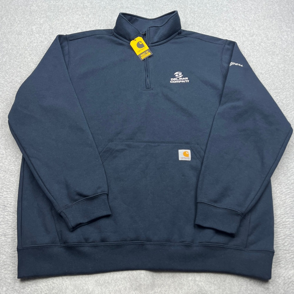NEW Carhartt Marquette 1/4 Zip Sweatshirt Mens XL Navy Blue Fleece Mock-Neck Top